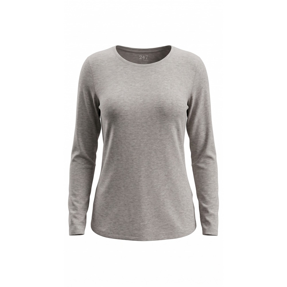 24/7 by Maurices Womens Long Sleeve Crew Neck Heathered Tan Tee Shirt Large